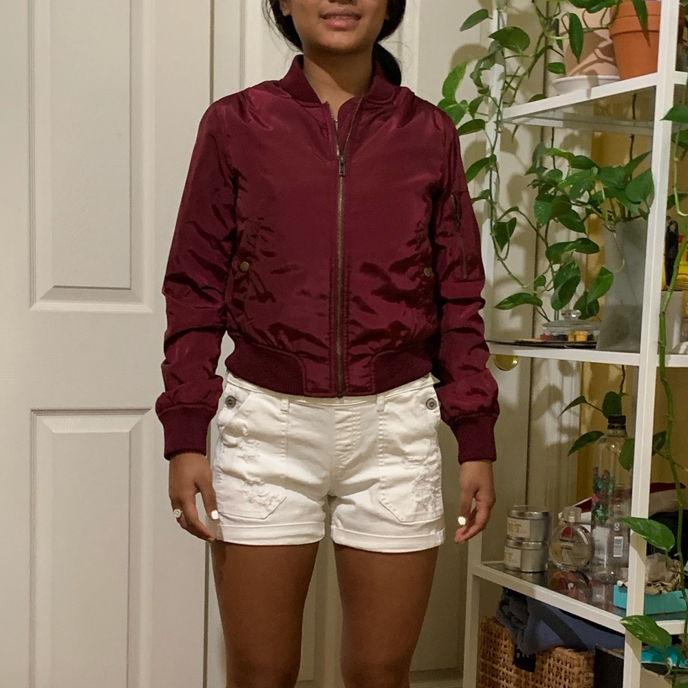 Maroon bomber jacket